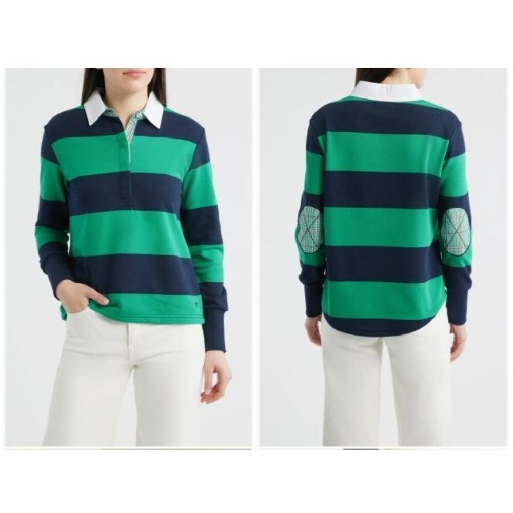 SHIRTY of Australia Vibrant Rugby Plaid Trim Sweatshirt Shirt Sz 10 NWT $160!!